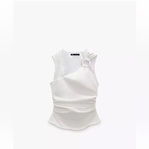 ZARA Asymmetrical Buckled Top Size M NWOT